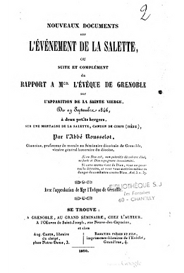 Nouveaux documents sur l'événement de La Salette