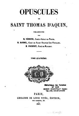 Saint Thomas d'Aquin - Opuscules de Saint Thomas d'Aquin (Tome 4)