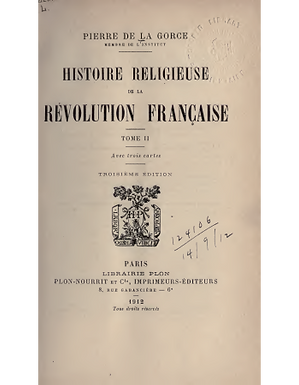 Histoire religieuse de la Révolution Française (Tome 2)