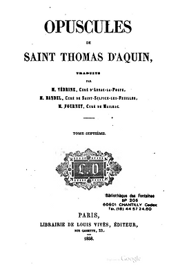 Saint Thomas d'Aquin - Opuscules de Saint Thomas d'Aquin (Tome 7)