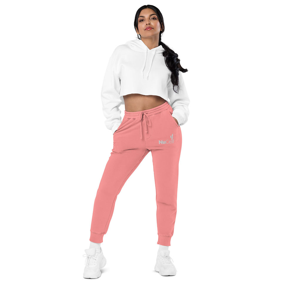 Thumbnail: Embroidered Unisex Pigment-Dyed Sweatpants - NuCellf White