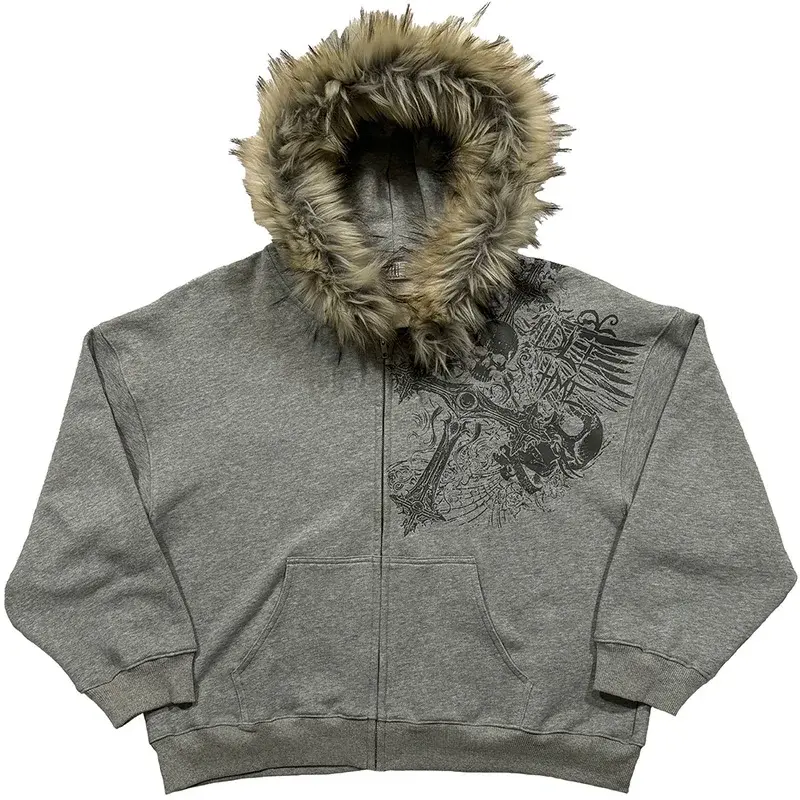 Thumbnail: Faux Fur Collar Hoodie