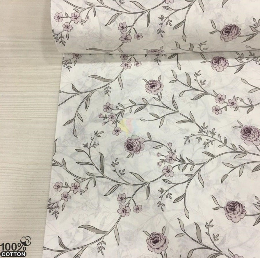 Ürün No: A32853829 Okyanus Gülleri Desenli Poplin