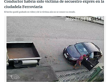 CONDUCTOR HABRÍA SIDO VÍCTIMA DE SECUESTRO EXPRÉS EN LA CIUDADELA FERROVIARIA
