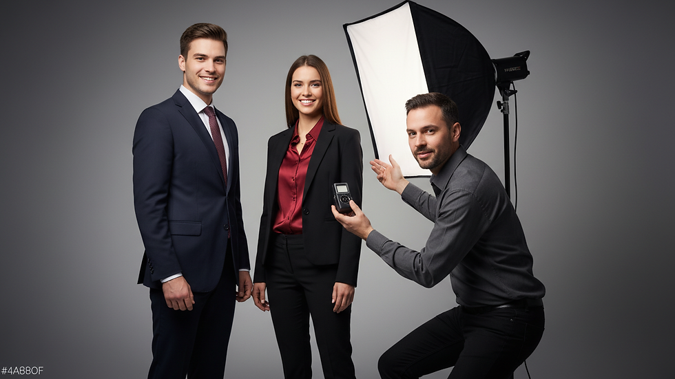 Vue en contre-plongée d’un photographe ajustant la lumière sur un modèle en studio