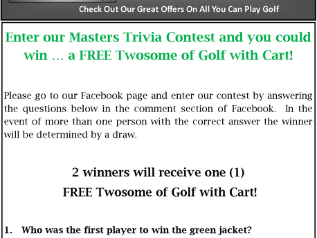 Check Out Our Masters Contest - Win Free Golf
