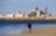 The old town of Cadiz including the cathedral as seen from the beach