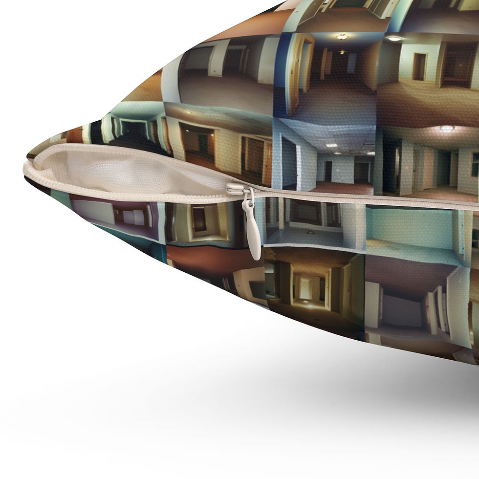 Thumbnail: Liminal Space Throw Pillow, Surreal Back Rooms Grid Design for Modern Home Decor