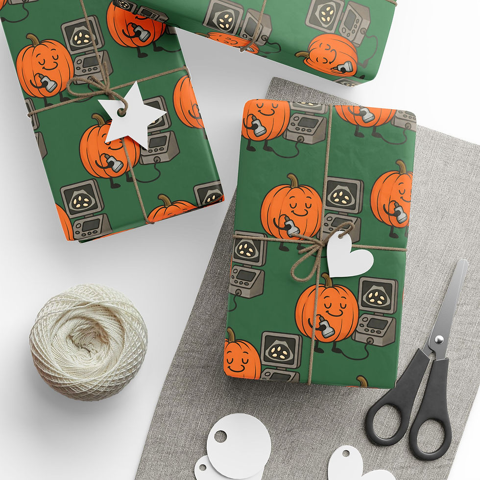 Pumpkin Ultrasound Wrapping Paper, Funny Fall Baby Shower Wrap