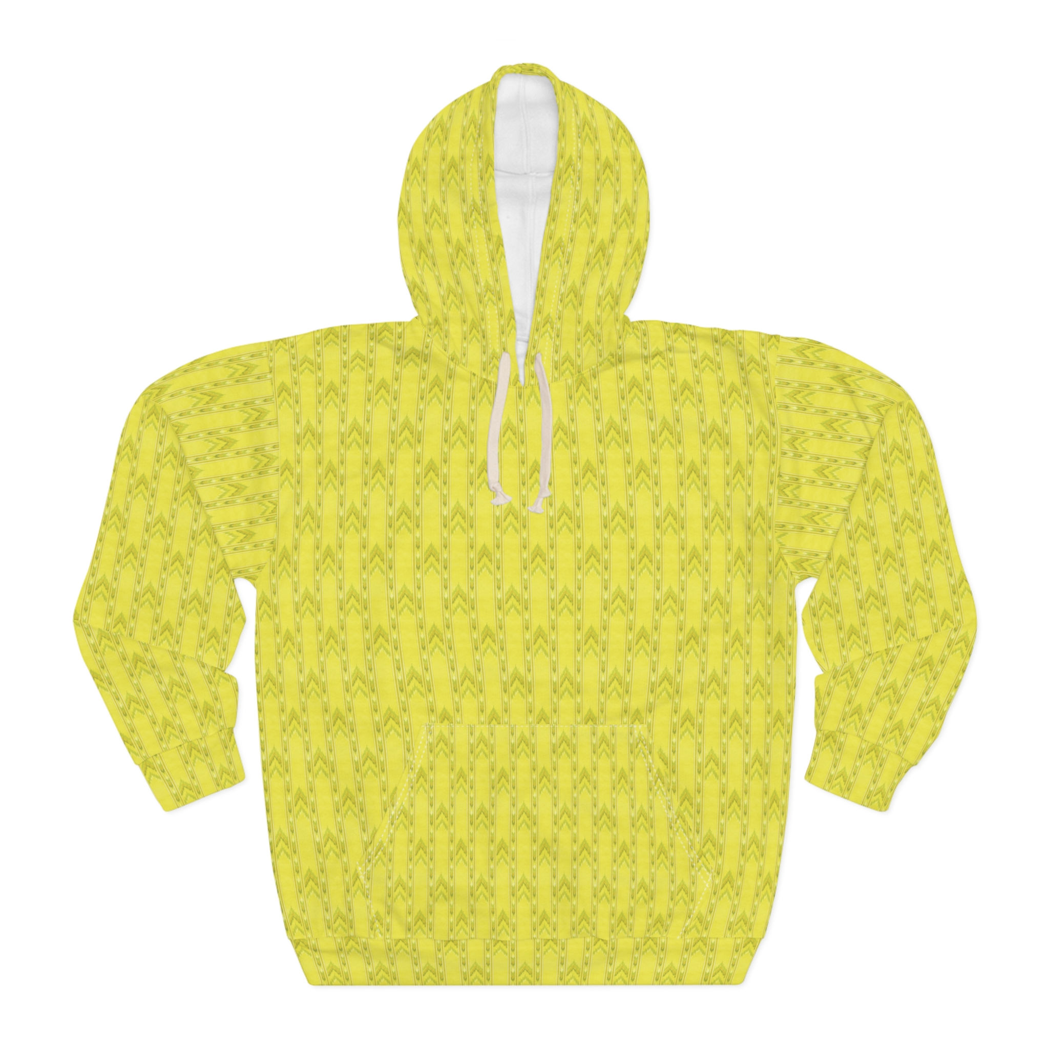Yellow-Green Geometric Pattern Hoodie | All-Over Print