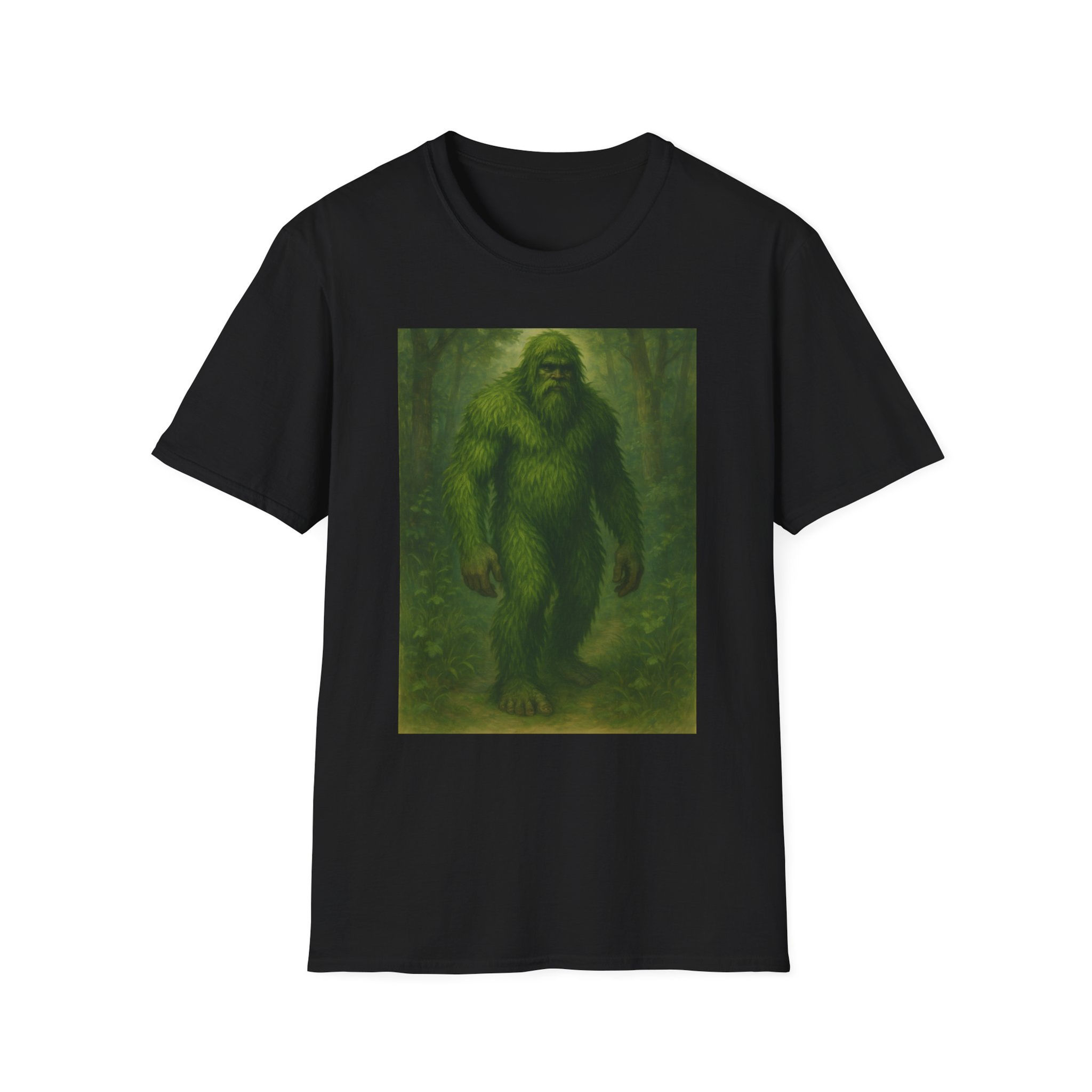 Greenman image in a forest on a t-shirt