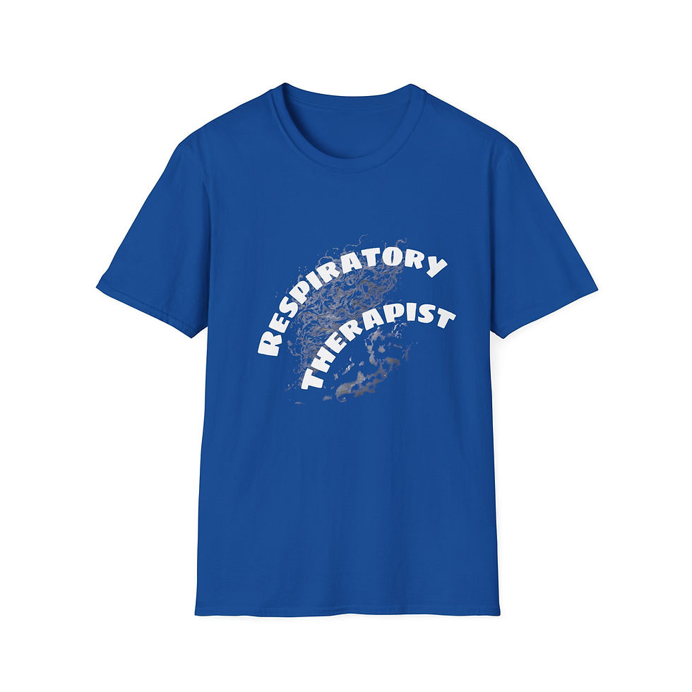 Thumbnail: Respiratory Therapist text angled arch in front of airy mist on a t-shirt