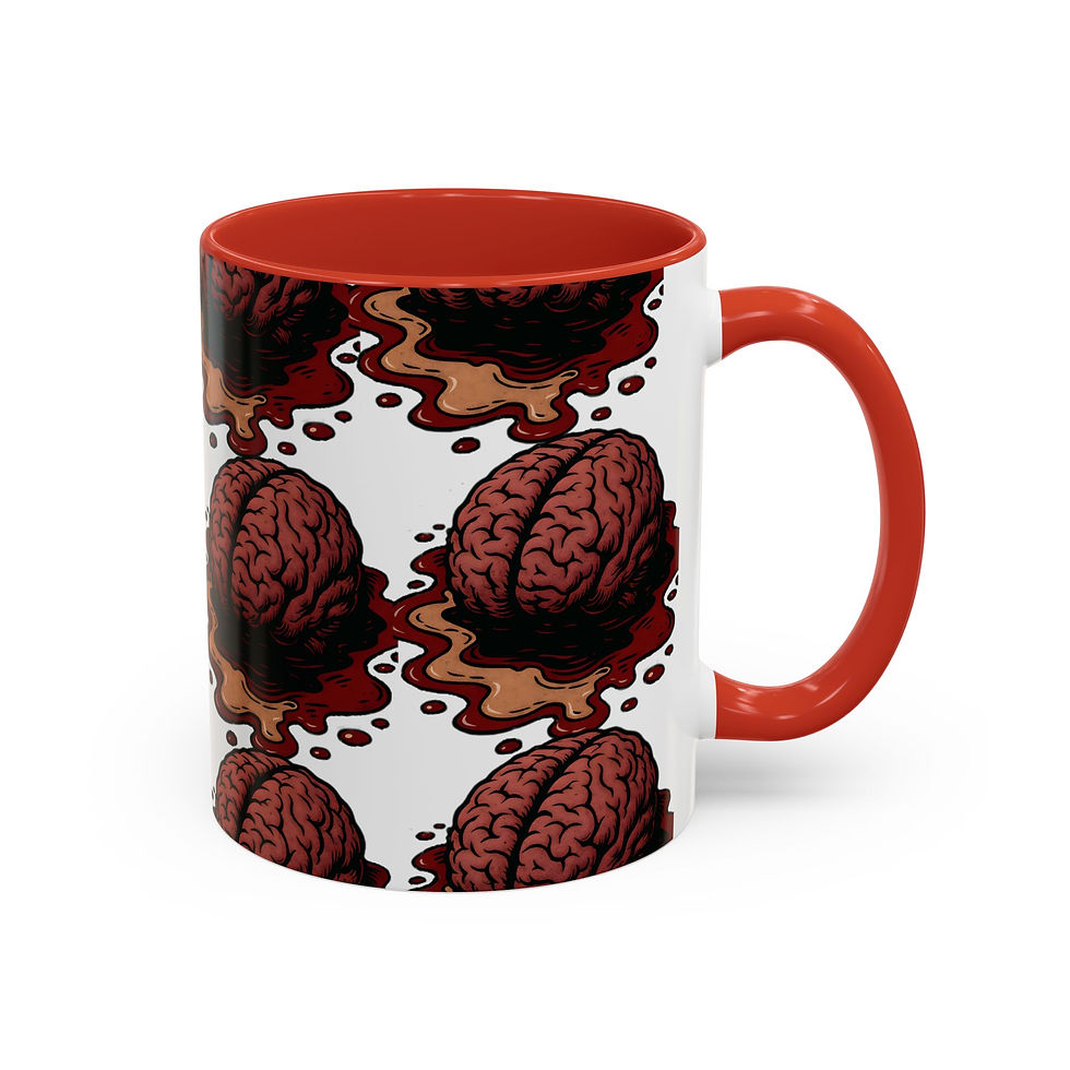 Thumbnail: Brain Mug, Horror Goth Coffee Cup with Dripping Blood Design, Ceramic Mug