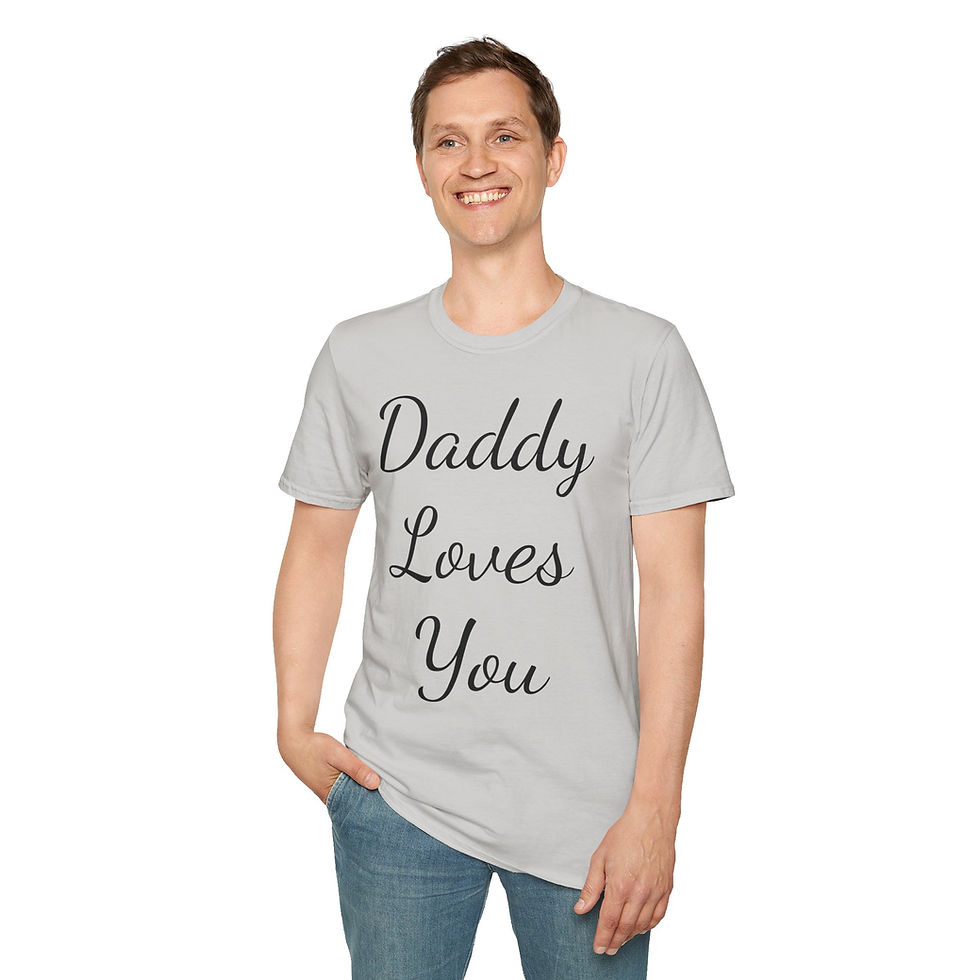 Bold cursive text Daddy Loves You on a t-shirt