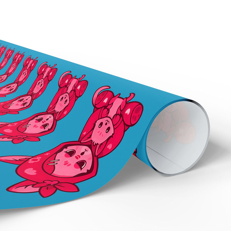 Thumbnail: Kawaii Pink Fennec Fox Wrapping Paper, Plushie Hug Gift Wrap Roll