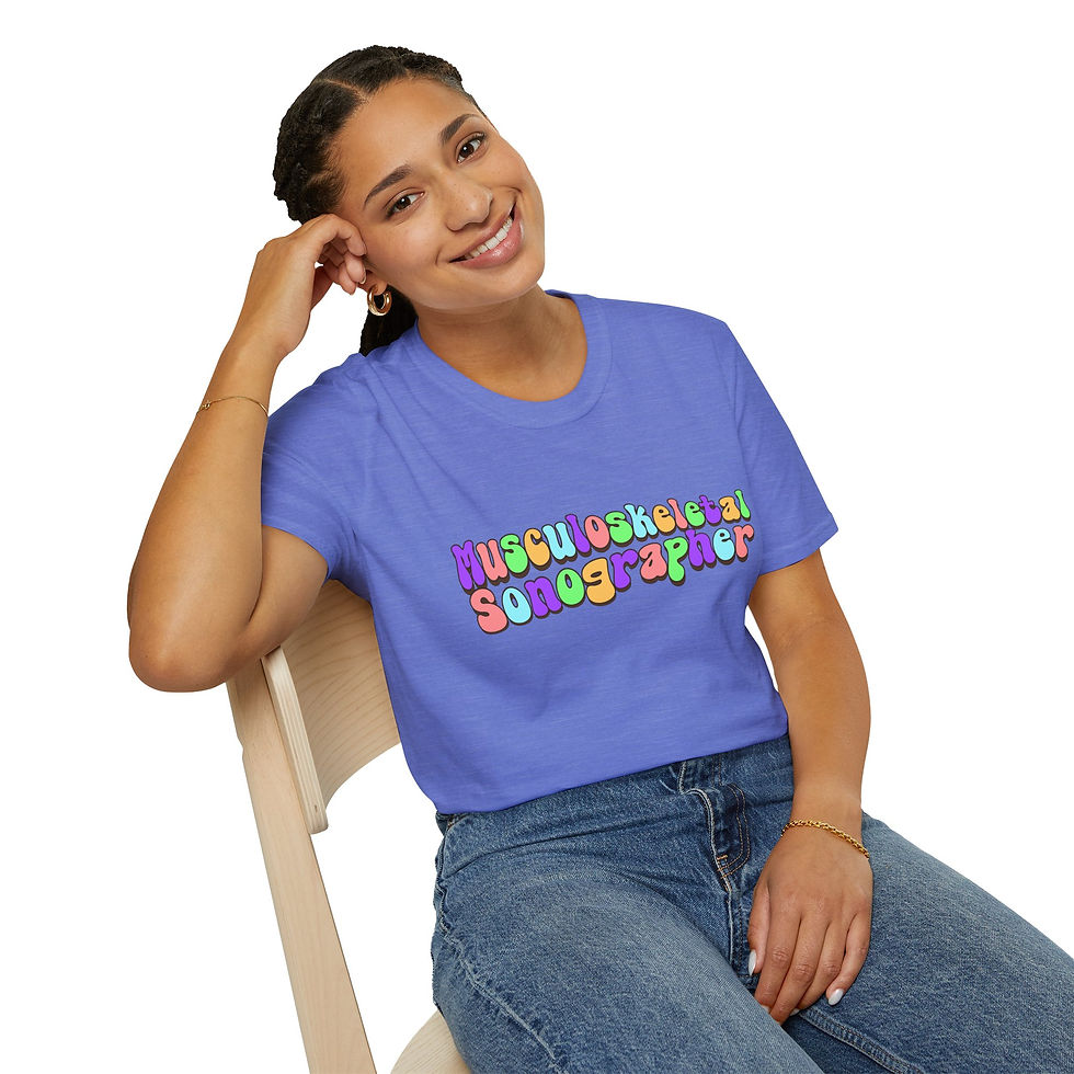 Thumbnail: heather royal tee colorful bubble text musculoskeletal sonographer
