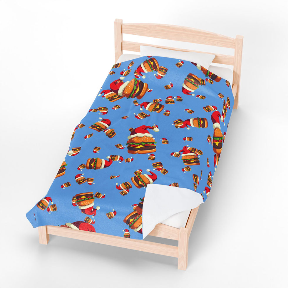 Thumbnail: Santa Burger Blanket, Funny Christmas Plush Throw for Food Lovers