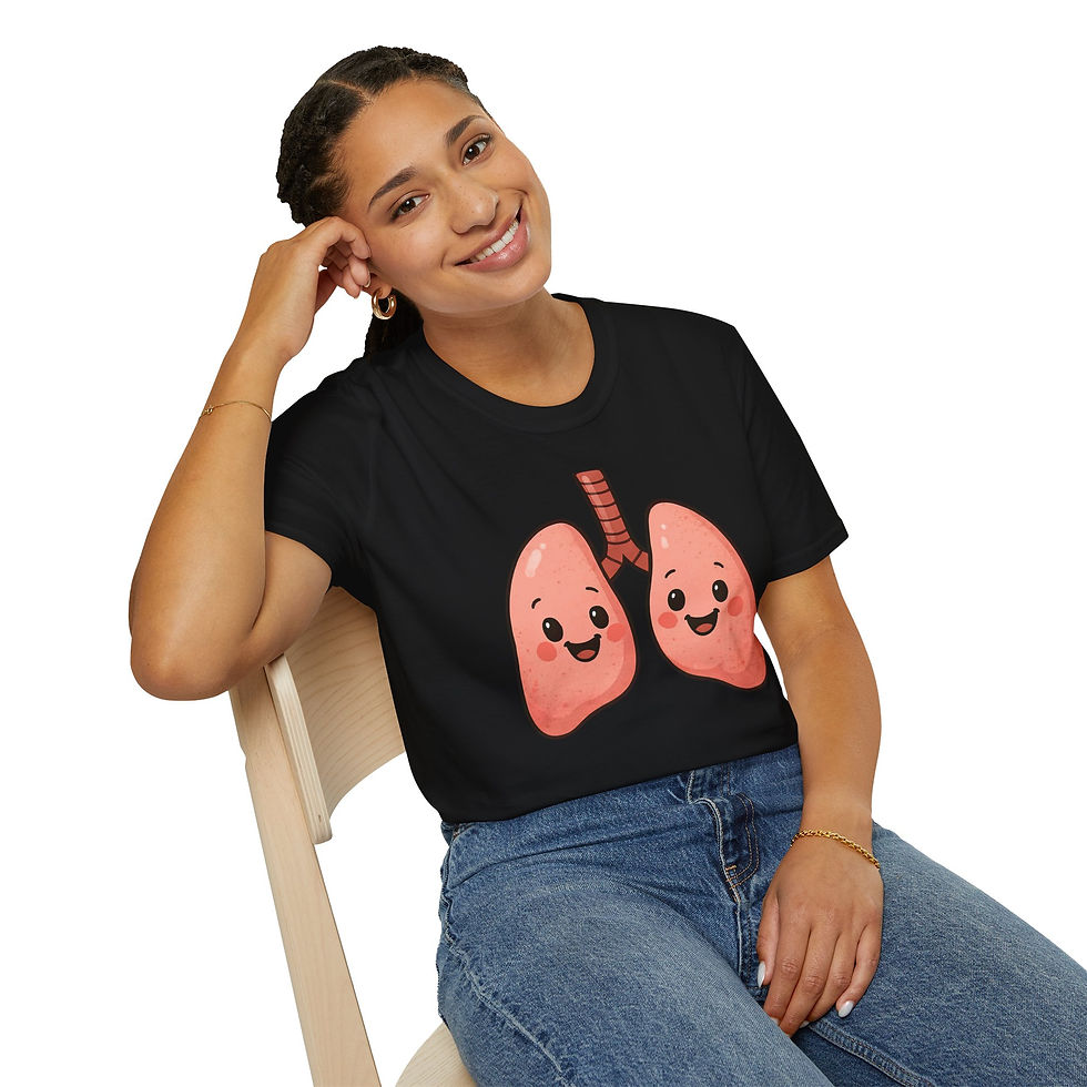 Lung Cartoon Unisex T-Shirt for Respiratory Therapist, Pulmonary Specialist Tee