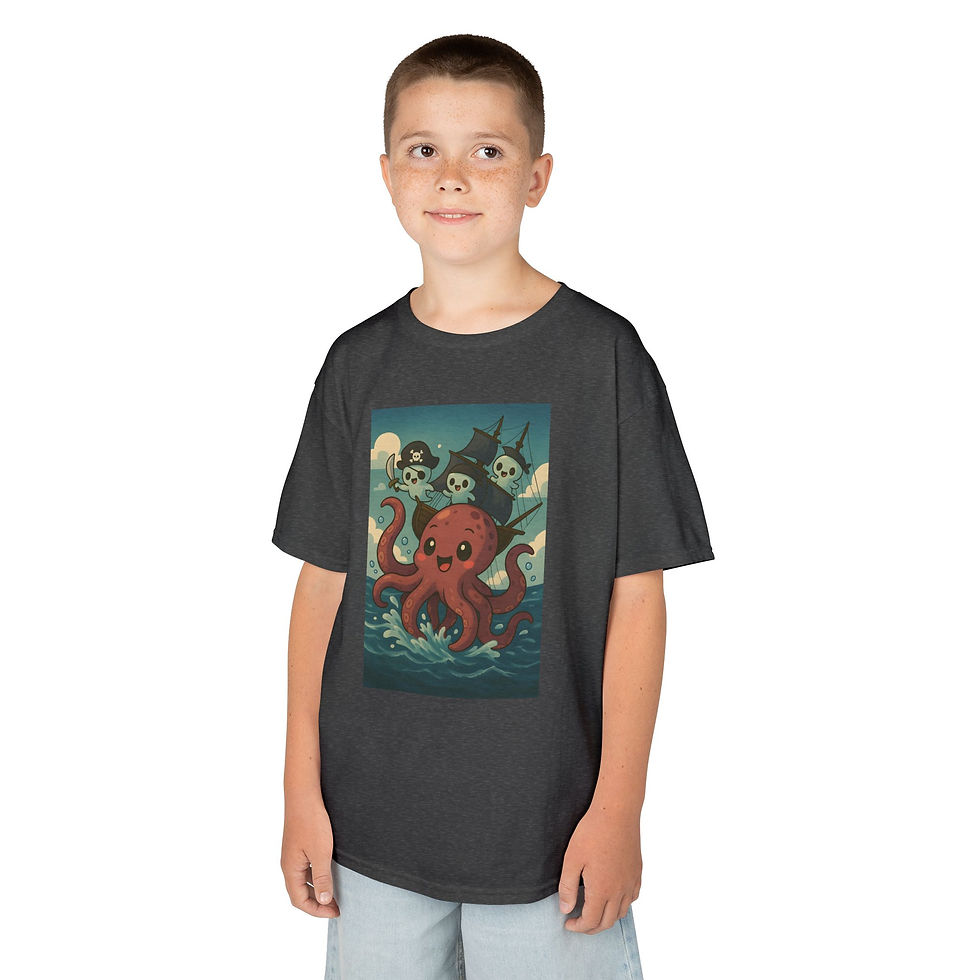 Thumbnail: cartoon Kraken attacking pirate shirt with ghosts on a t-shirt