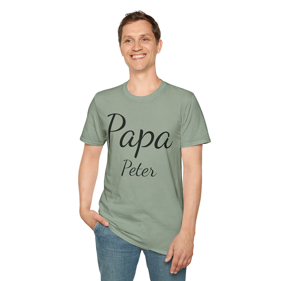 Thumbnail: Bold text Papa Peter on t-shirt