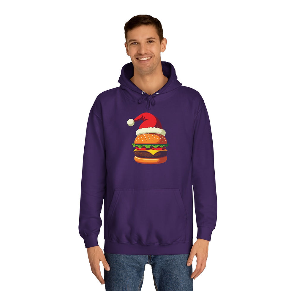 Thumbnail: Santa Burger Hoodie, Funny Christmas Cheeseburger Lightweight Pullover