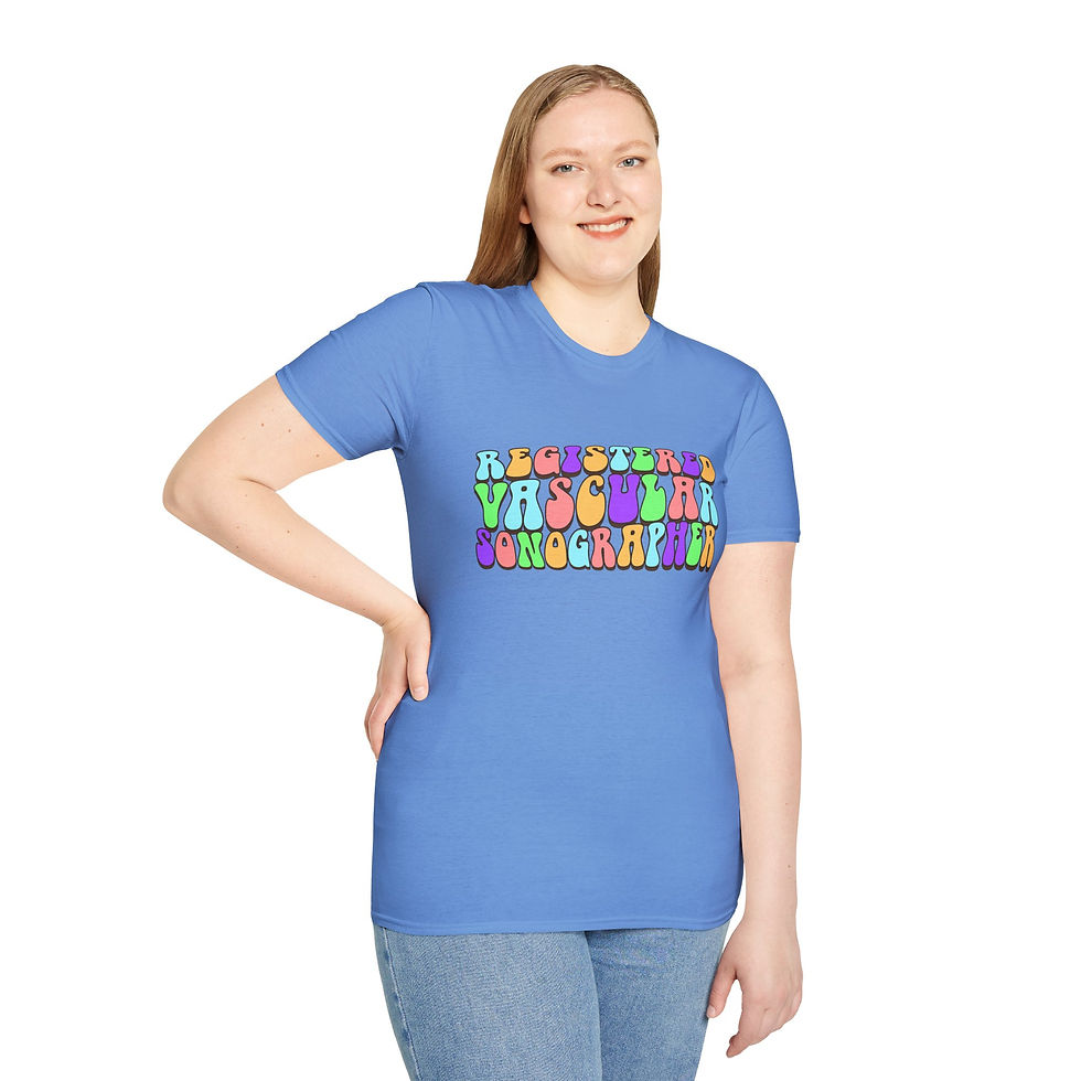 Thumbnail: bold bubble colorful text Registered Vascular Technologist on a t-shirt