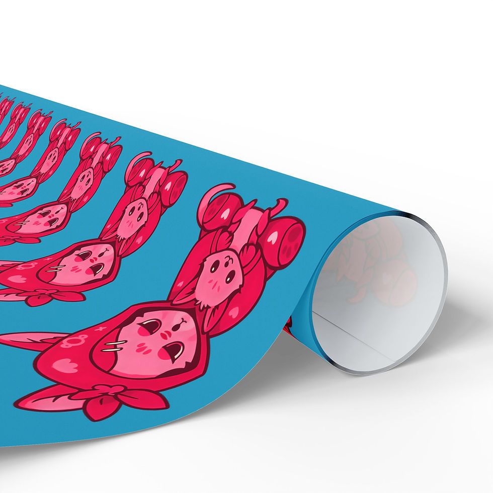 Thumbnail: Kawaii Pink Fennec Fox Wrapping Paper, Plushie Hug Gift Wrap Roll