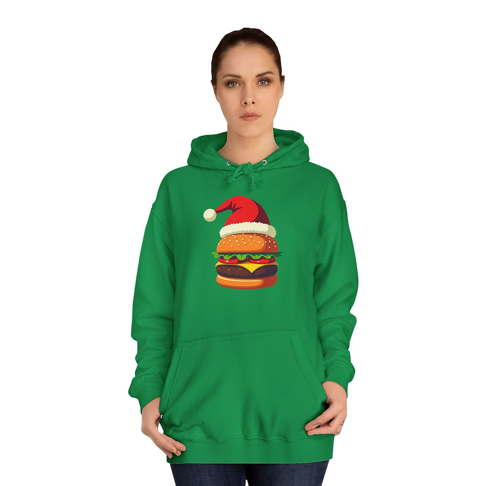 Thumbnail: Santa Burger Hoodie, Funny Christmas Cheeseburger Lightweight Pullover