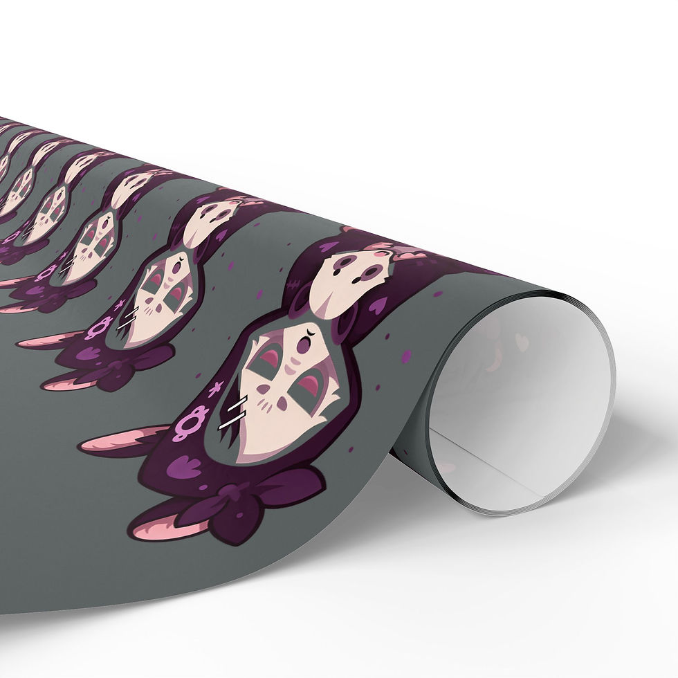 Thumbnail: Purple Opossum Wrapping Paper, Plushie Hug Gift Wrap for Cryptid Fans