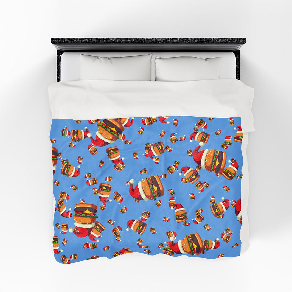 Thumbnail: Santa Burger Blanket, Funny Christmas Plush Throw for Food Lovers