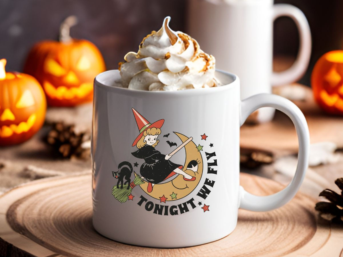 Tonight We Fly Vintage Witch 11 oz Coffee Mug