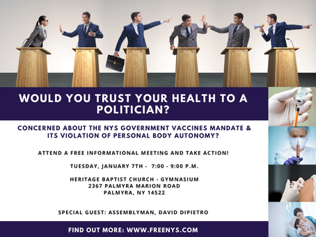Jan. 7th. Concerned About the NYS Gov't Vaccines Mandate & its Violation of Body Autonomy?