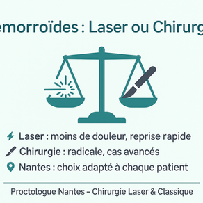 Hémorroïdes : laser ou chirurgie classique ? Ce qu’il faut savoir (Nantes)