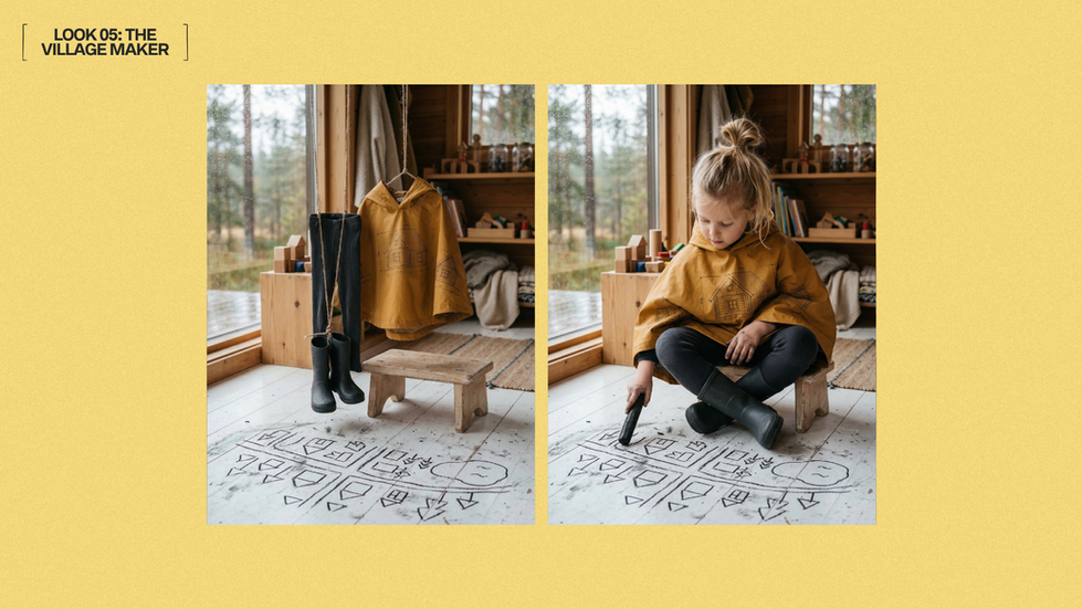 Child in yellow sweater, cozy indoor setting.
