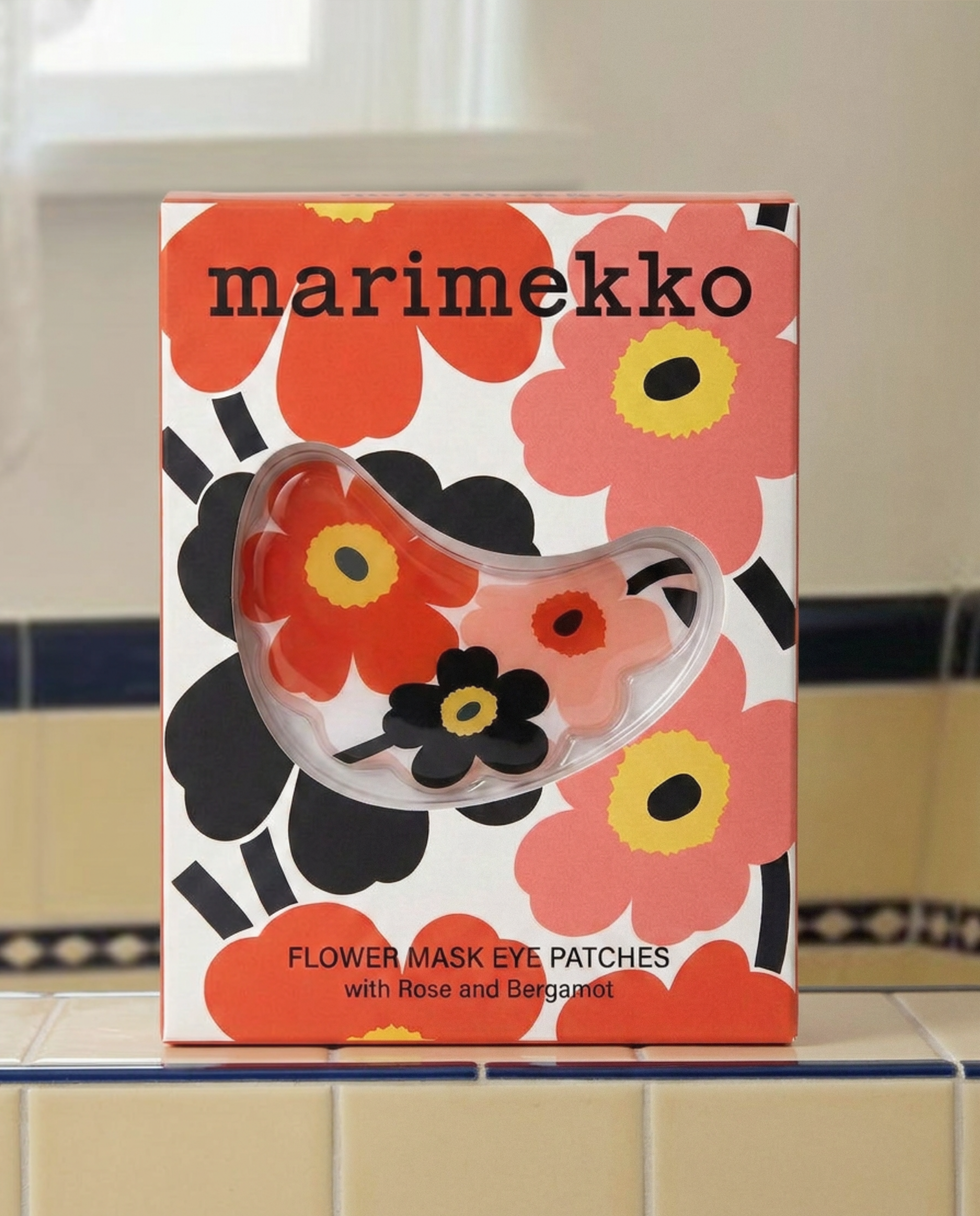 Box with Marimekko floral design eye patches.