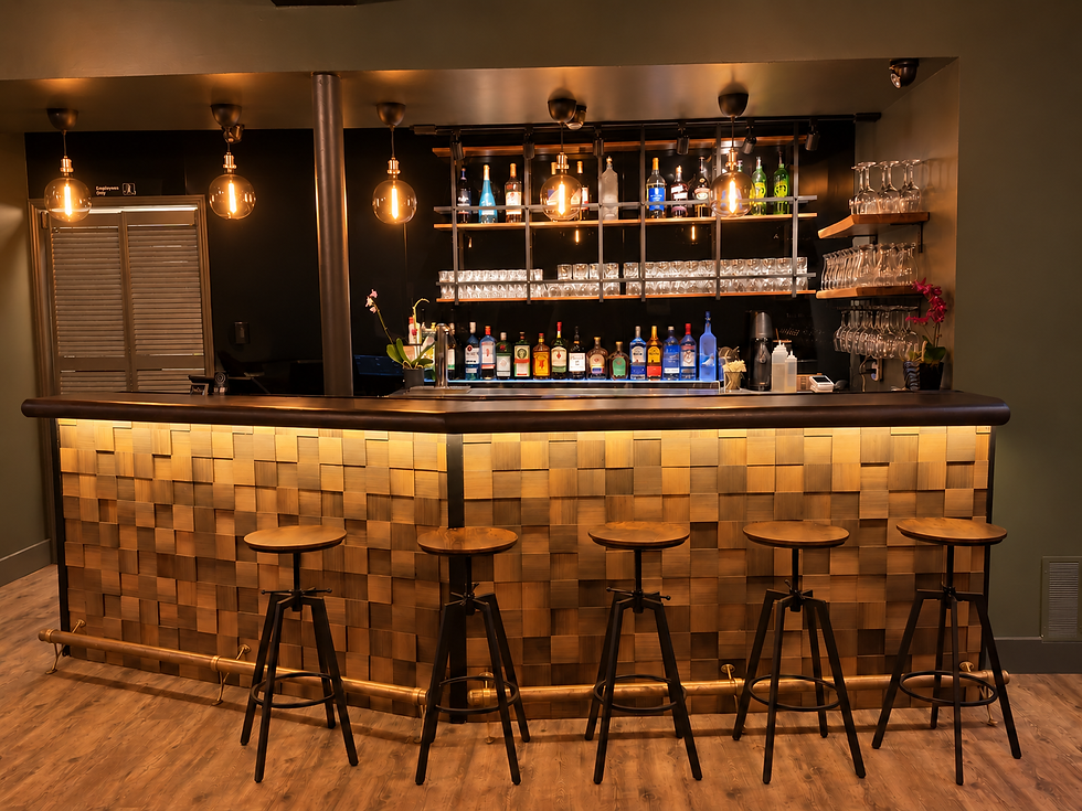 Bar Counter And Drink Display At VANTO Bar & Grill In Keswick, Ontario