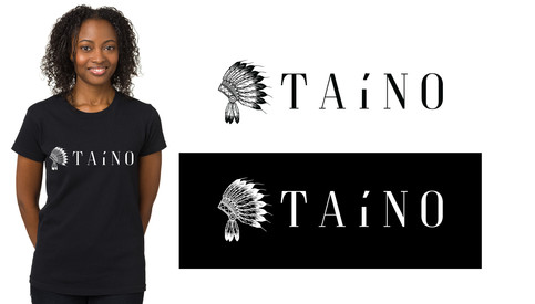 TAINO Logo on black T Shirt designed by