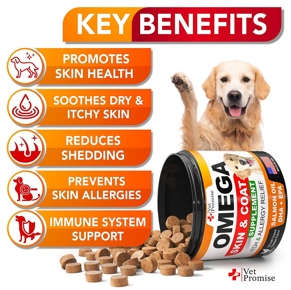Thumbnail: Omega 3 for Dogs Dog Skin and Coat Supplement Fish Oil for Dogs Chews 120 Treats