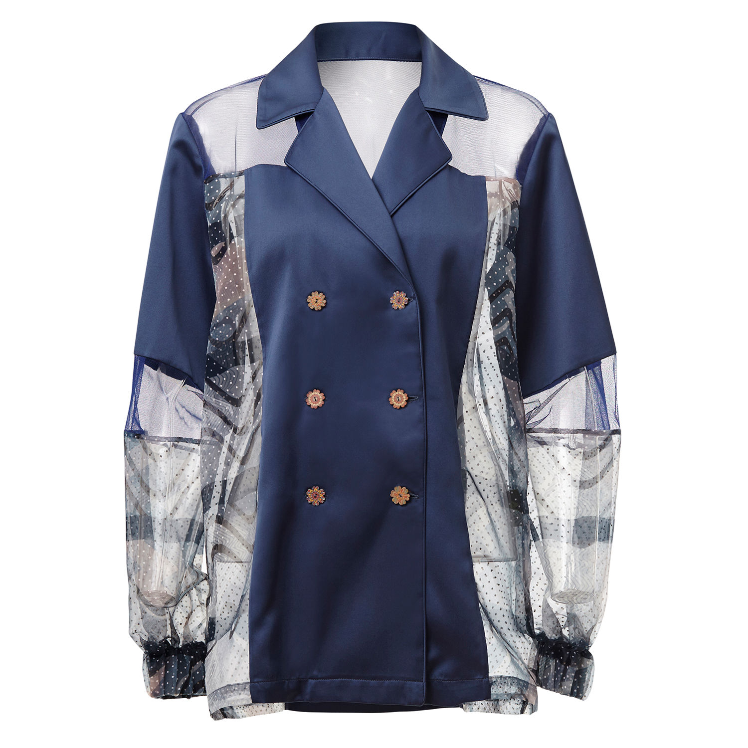 Greta, jacket, zero waste, by moumi, collage, cats, blue