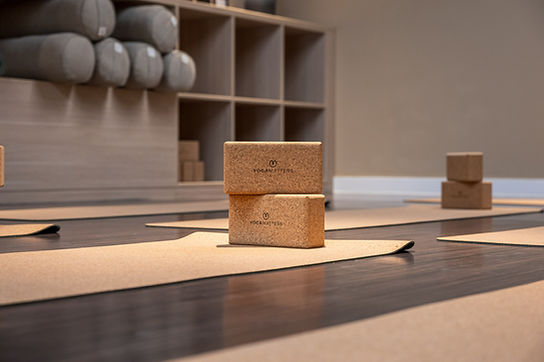 Yoga blocks on a yoga mat