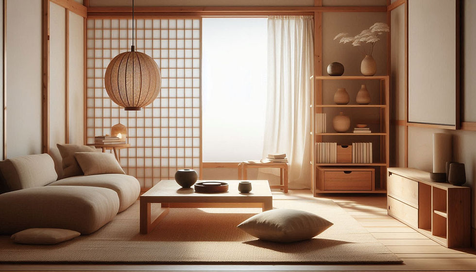 Wohnraum im Stil Japandi