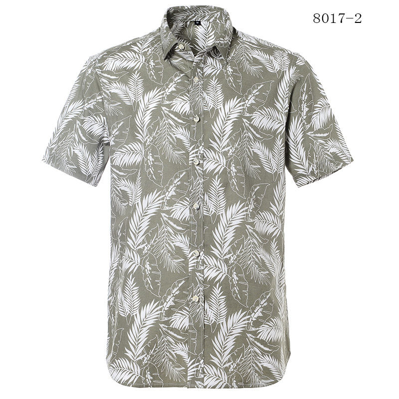 Thumbnail: 2022 Cotton Hawaiian Print Short-sleeved Shirt Men&amp;#039;s European Size Bea