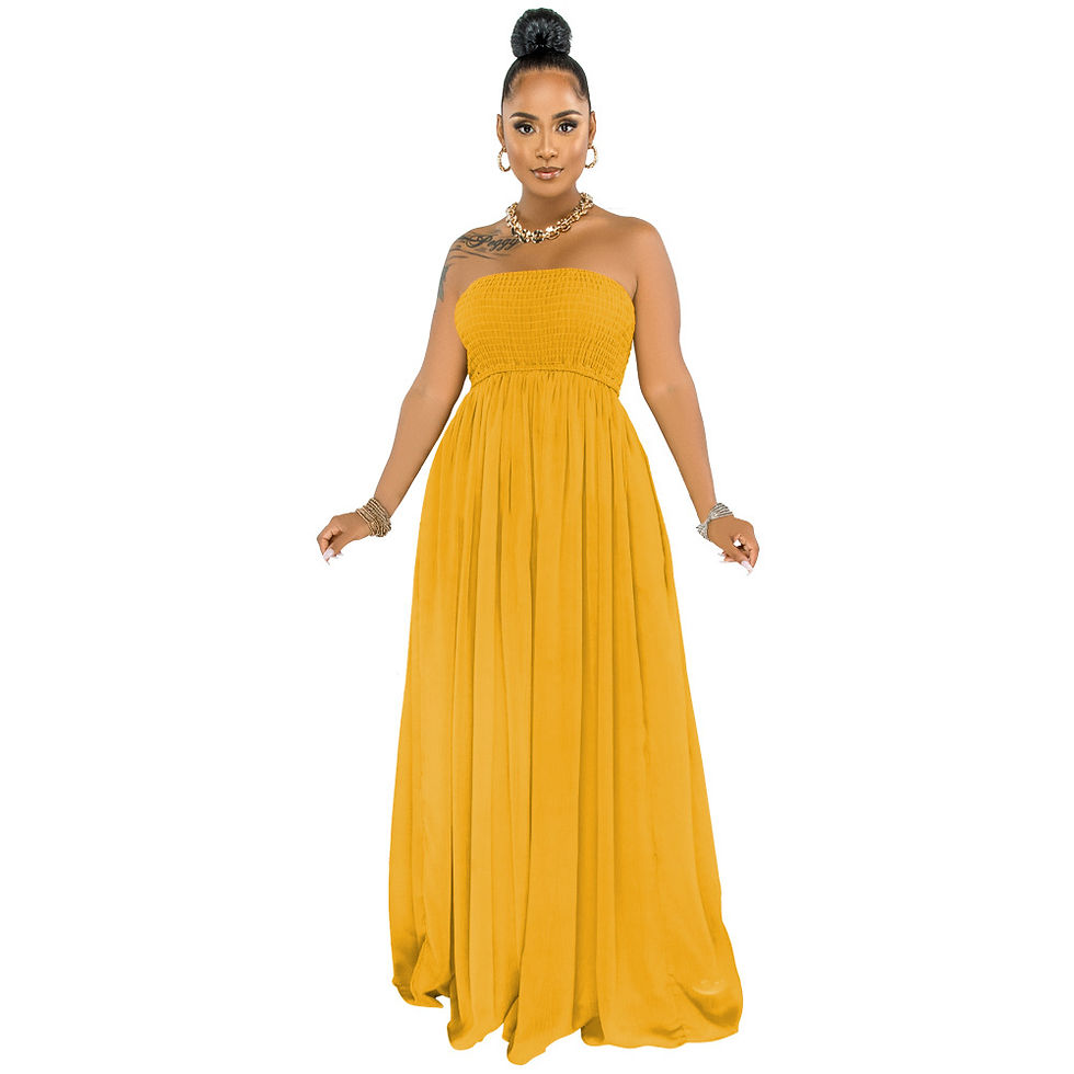 Thumbnail: YF9130 Summer New 2021 Tube Top Long Skirt Pearl Chiffon Solid Color Mid-waist 