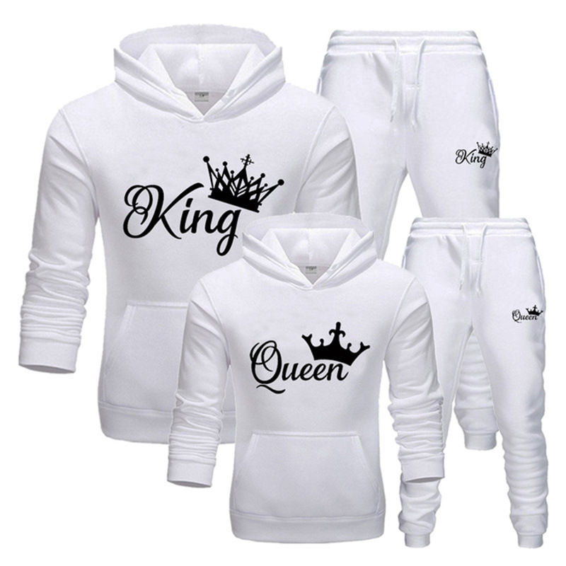 Thumbnail: 2022 Fashion Fall Winter Sports Suit King Or Queen Print Couple 2 Piece Hoodie 