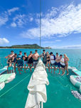 family boat day in Honolulu, Hawaii with views of Diamond Head
