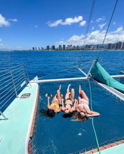 catamaran with nets in Waikiki
