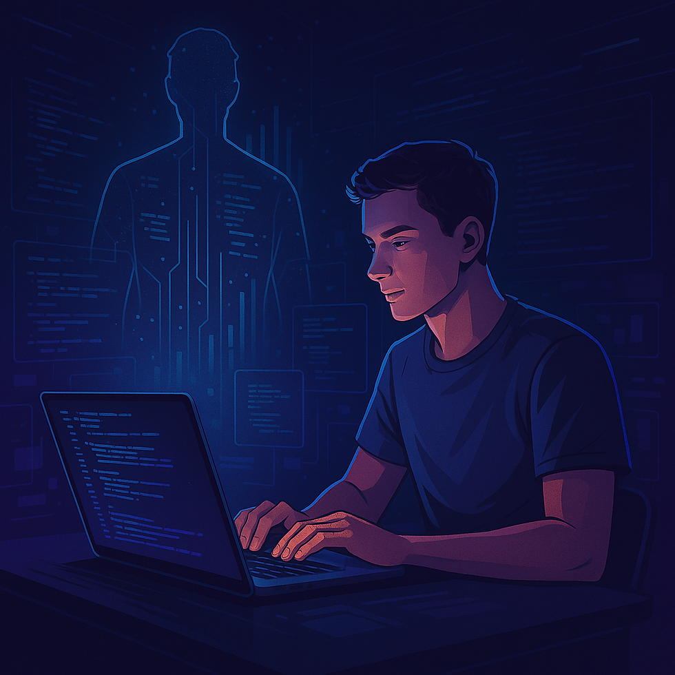 An AI-generated picture of Daniel Lassman on a computer.