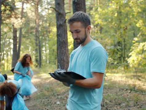 Volunteers working to collect trash