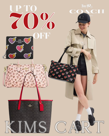 New Year, NEW Bag!!  Up to 70% OFF over at The Coach Outlet today.  I'm lovin' the cute heart and rose options. ❤🌹