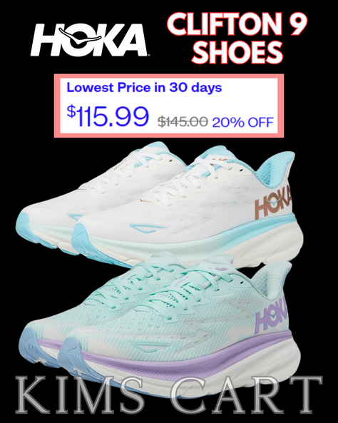 Lowest price in 30 days: HOKA Clifton 9 Shoes 20% OFF + Ships FREE!! 👟👟👟